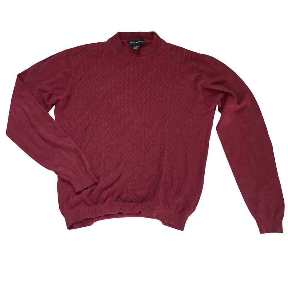 Ponte Vecchio Men's Pullover Sweater Long Sleeves Mock Neck Pullover Red Large
